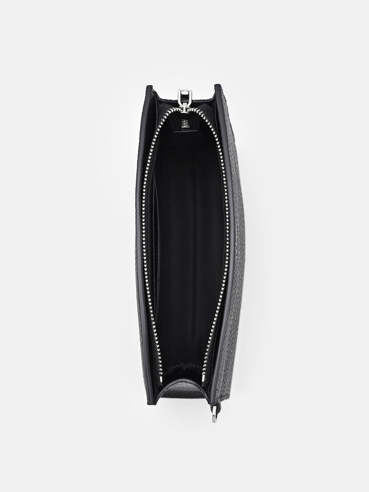 Leather Zipped Pouch, Black