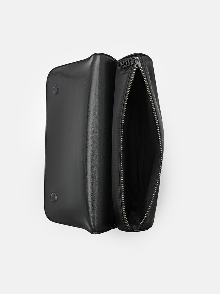 Nylon Crossbody Pouch, Black