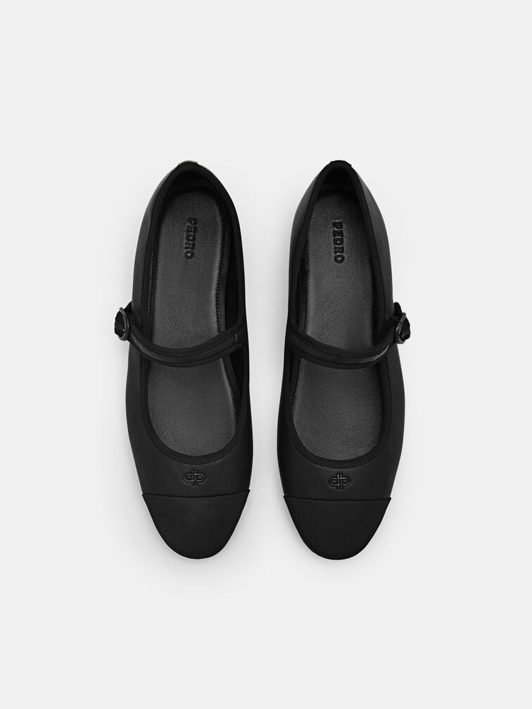 Alina Leather Ballerina Flats, Black