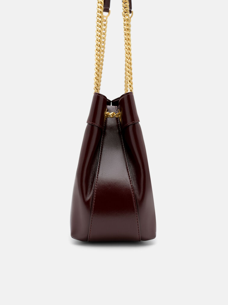 Cassier Shoulder Bag, Wine Wrinkled