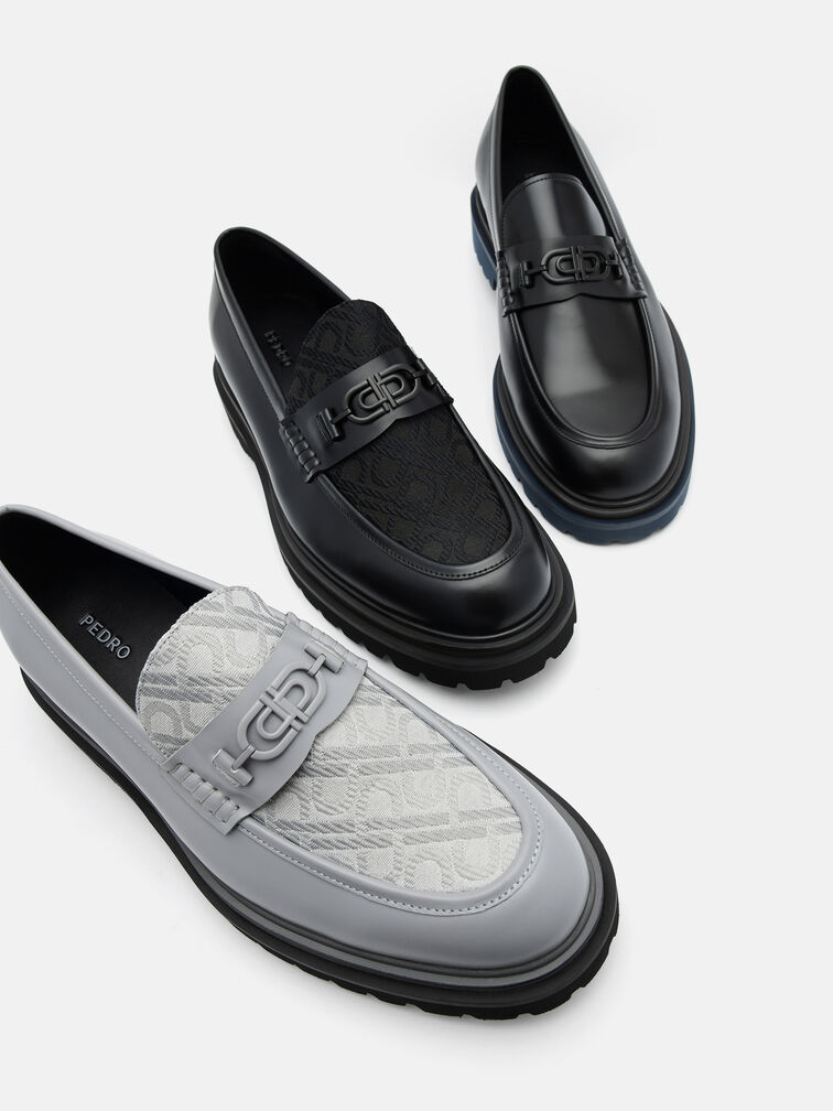 Leather Loafers, Grey