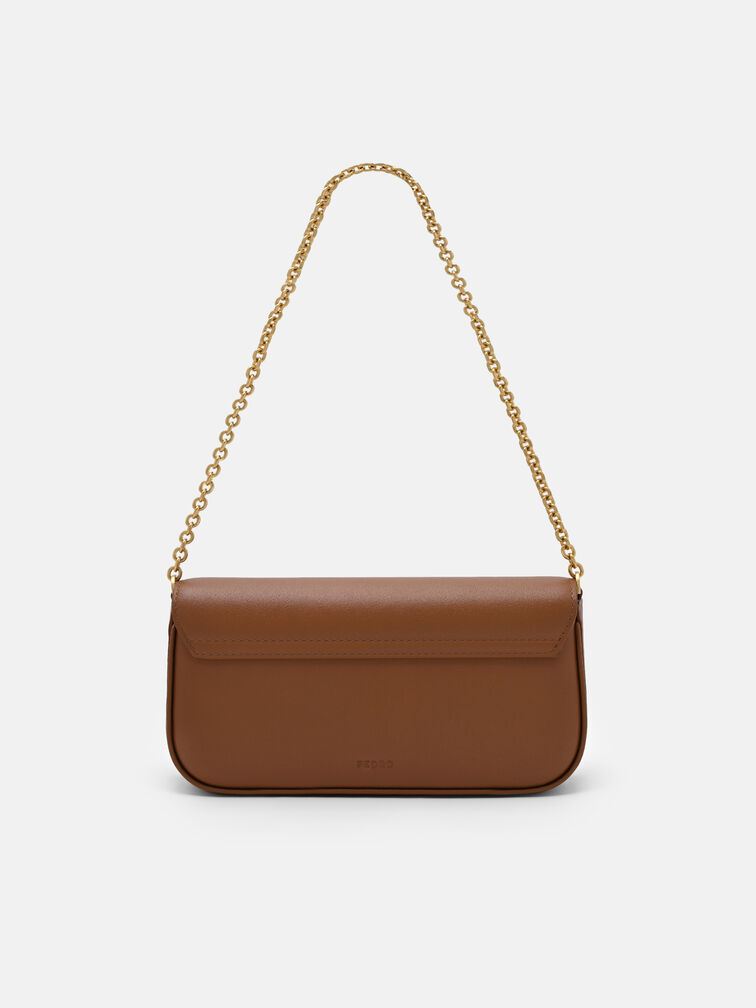 Chainlink Leather Sling Pouch, Cognac