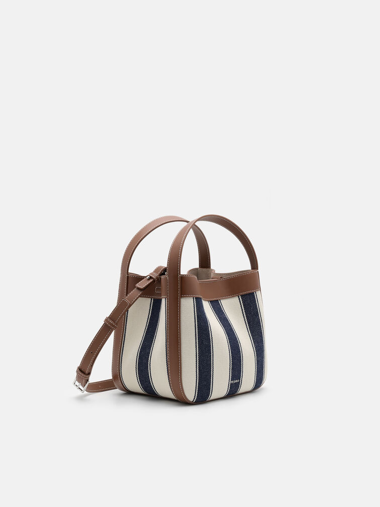 Dana Leather Bucket Bag, Multi Fabric