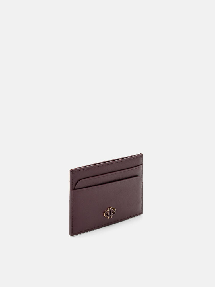 Leather Card Holder, Wine
