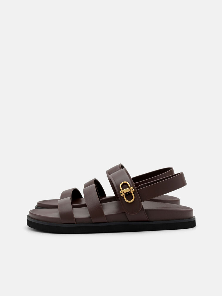 Sienna Leather Slingback Sandals, Dark Brown