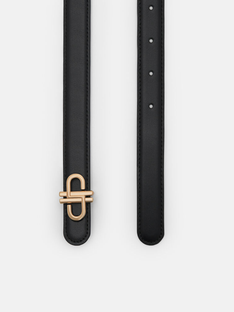 Leather Tang Belt, Black