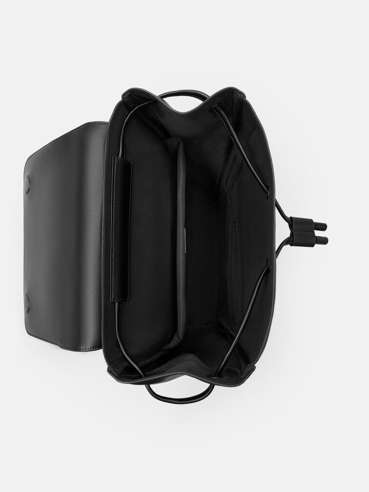 Tex Leather Backpack, Black Tumble
