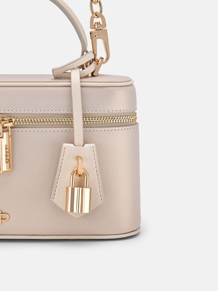 Ari Leather Shoulder Bag, Champagne