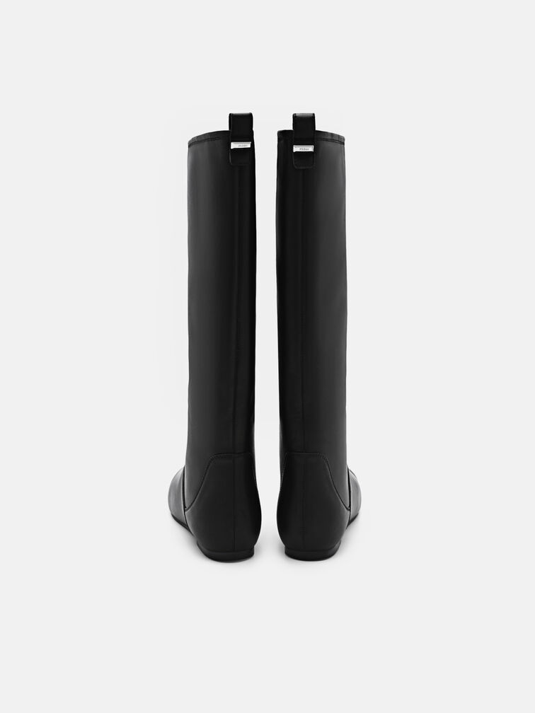 Demi Leather Knee Boots, Black
