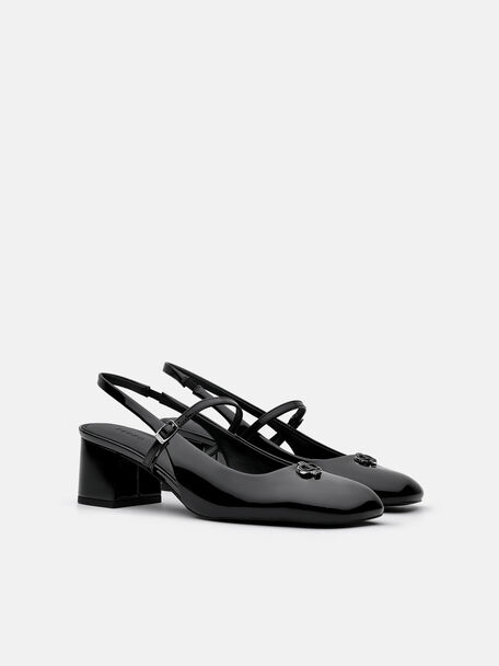PEDRO Studio Patent Leather Slingback Pumps, Black