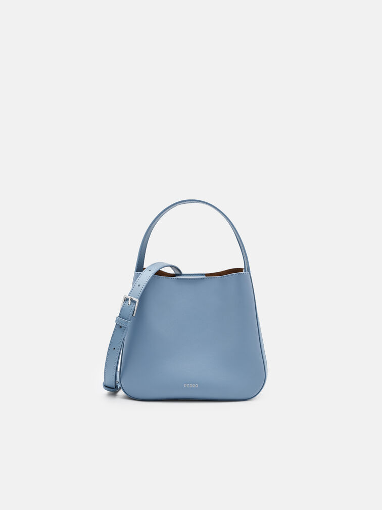 Dana Leather Bucket Bag, Slate Blue