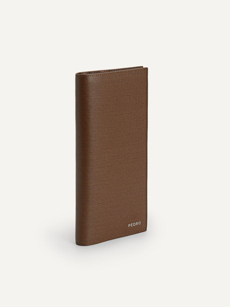 Full-Grain Long Leather Wallet, Dark Brown