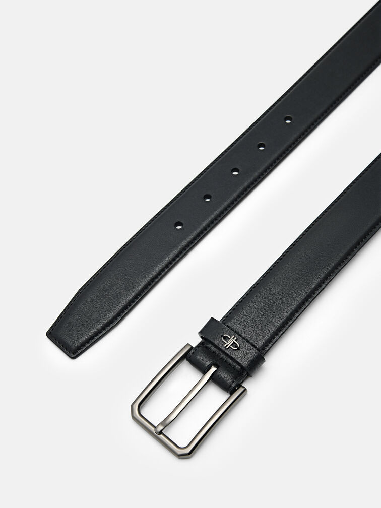 Leather Pin Belt, Black