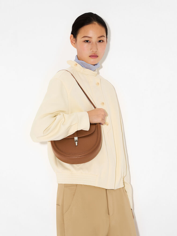 Hitch Leather Shoulder Bag, Cognac