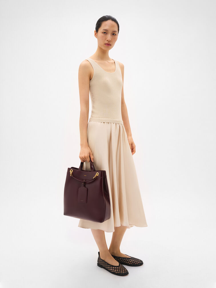 Cassier Tote Bag, Wine Wrinkled