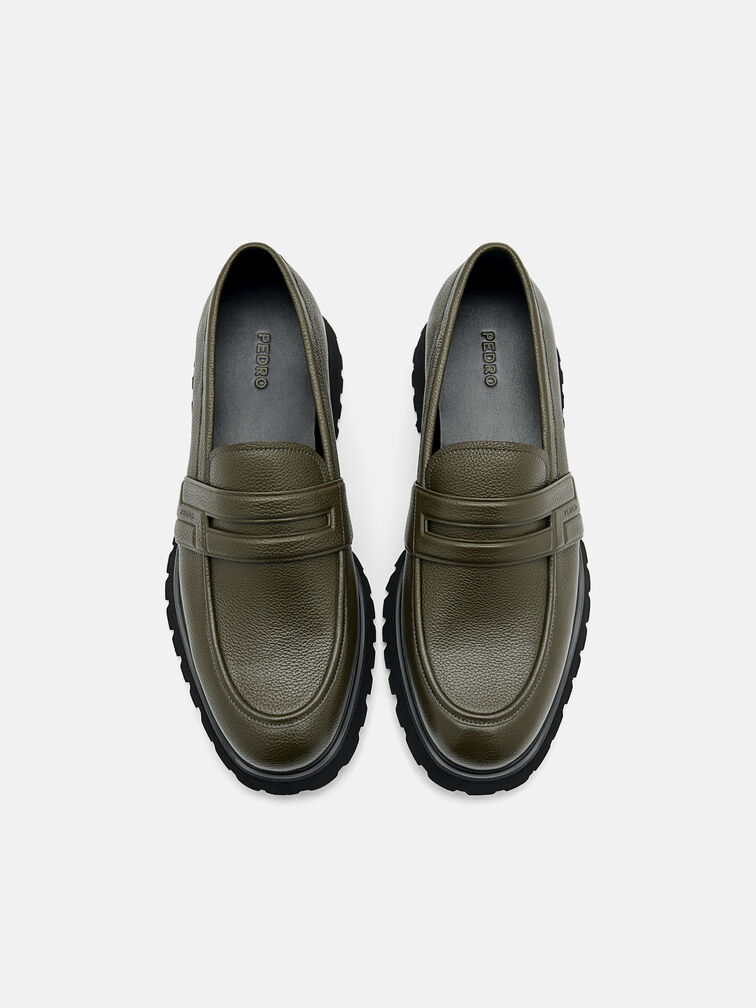 Alto Leather Loafers, Military Green