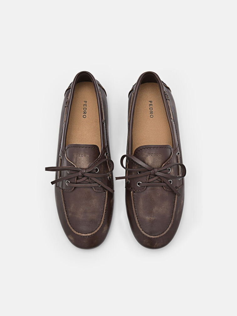 Dee Leather Boat Shoes, Brown