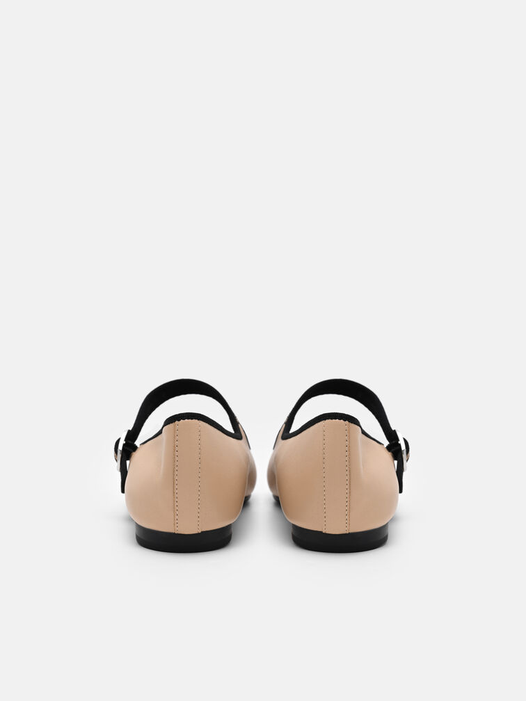 Alina Leather Ballerina Flats, Nude