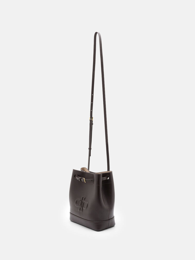 Loli Leather Bucket Bag, Dark Brown
