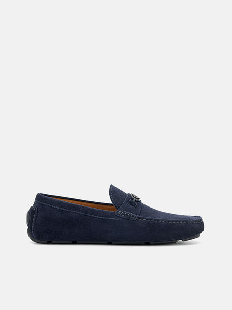 Suede Horsebit Driving Shoes, Navy