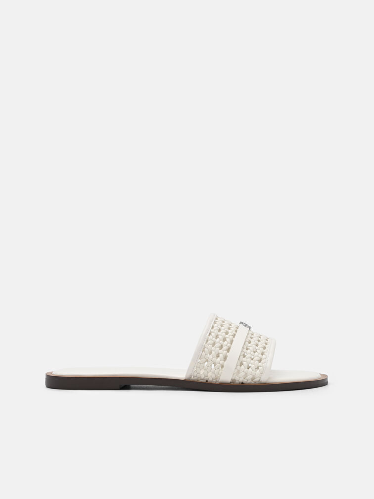 Sadie Woven Slide Sandals, Chalk Weave
