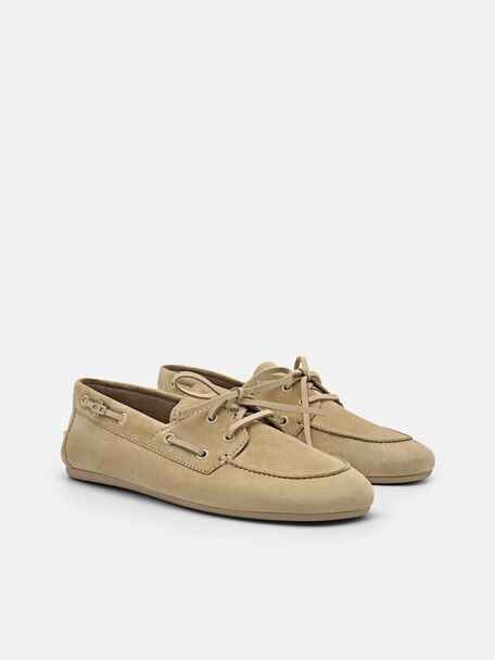 Dee Leather Boat Shoes, Sand