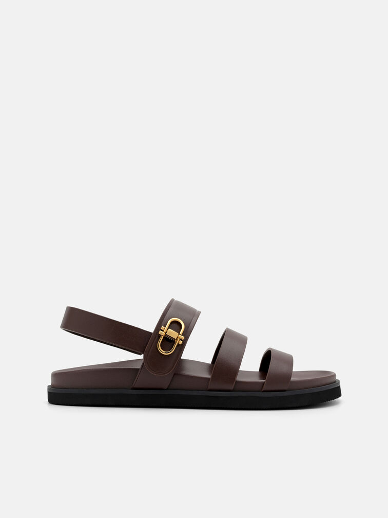 Sienna Leather Slingback Sandals, Dark Brown