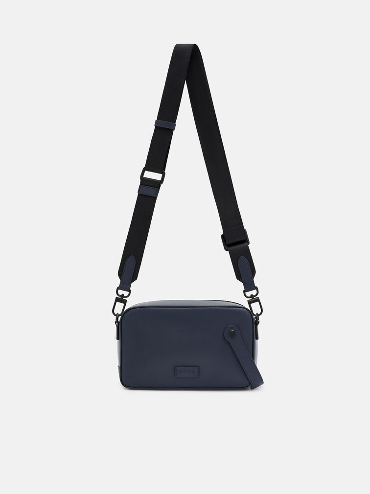 Leather Sling Bag, Navy