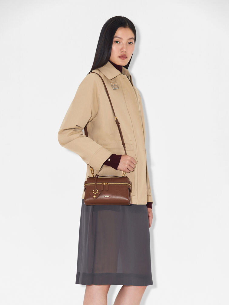 Alyssa Leather Shoulder Bag, Brown