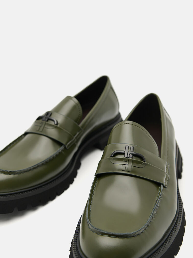 Leather Loafers, Military Green