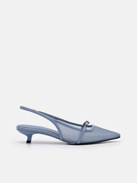 Maggie Mesh Slingback Heel Pumps, Slate Blue