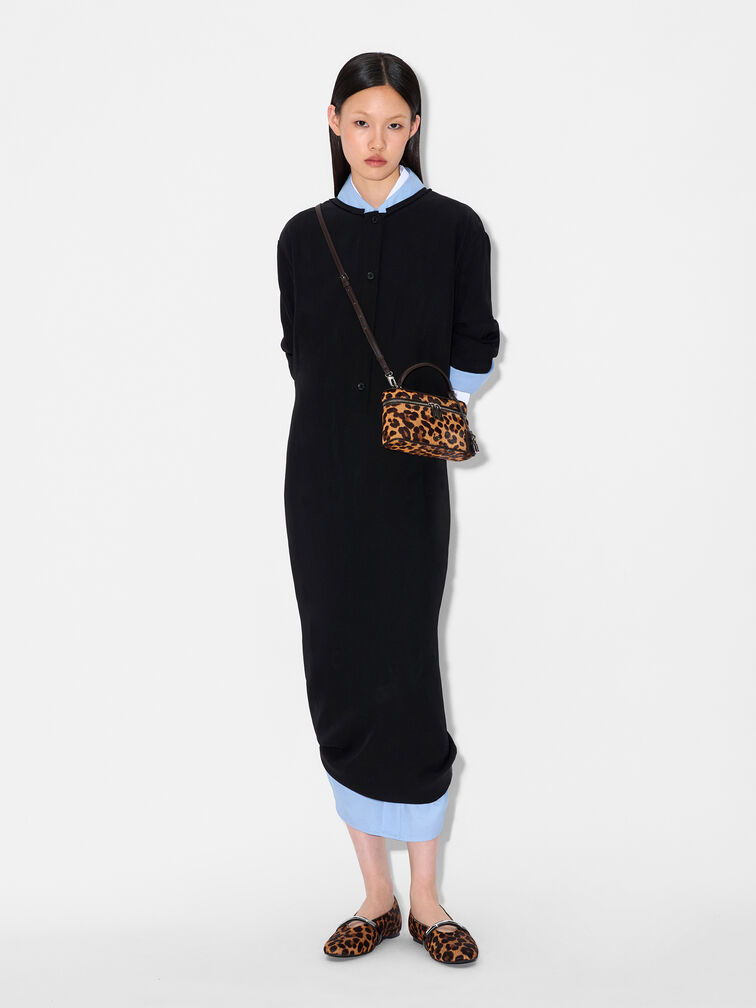 Ari Calf Hair Shoulder Bag, Multi