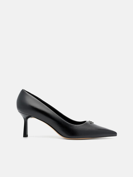 Leather Heel Pumps, Black