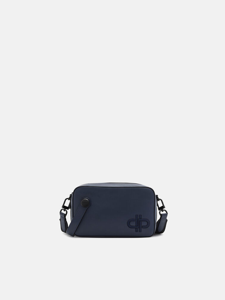 Leather Sling Bag, Navy