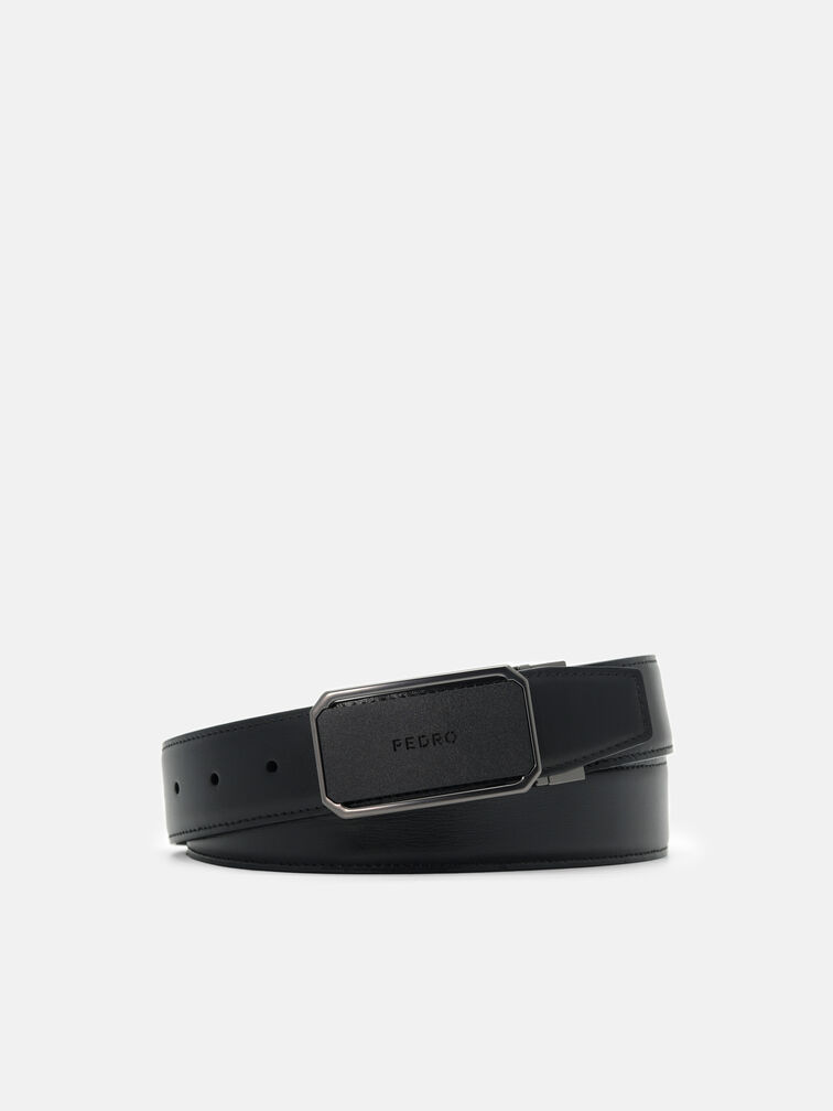 Leather Reversible Tang Belt, Black