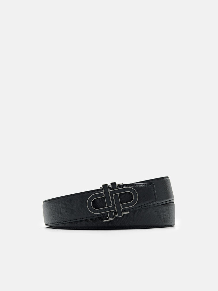 Saffiano Leather Automatic Belt, Black
