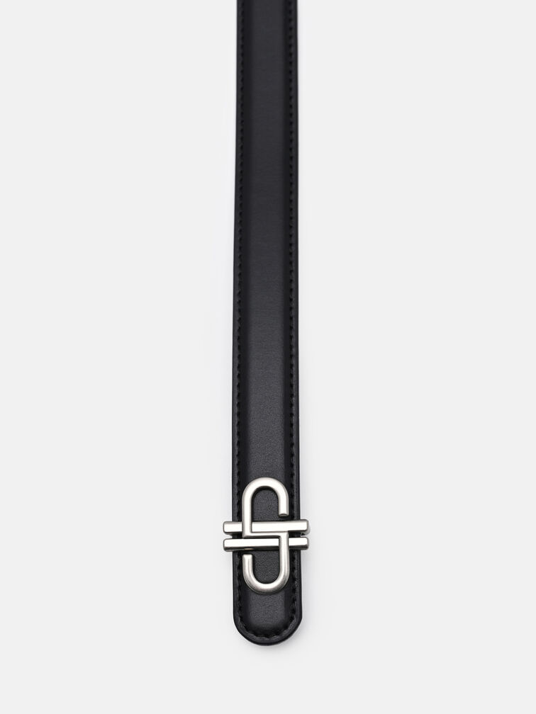 Leather Tang Belt, Black