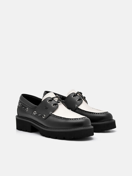 Zoya Leather Boat Shoes, Black
