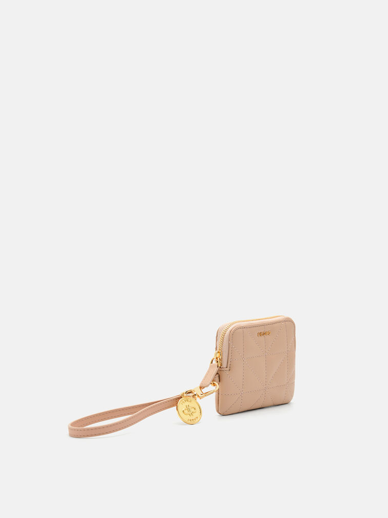 Quilted Wristlet Pouch, Nude