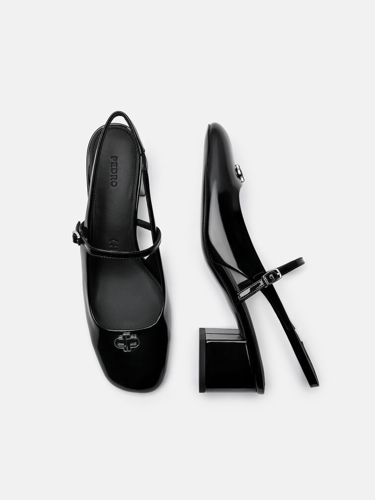 PEDRO Studio Patent Leather Slingback Pumps, Black