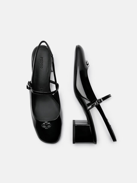 PEDRO Studio Patent Leather Slingback Pumps, Black