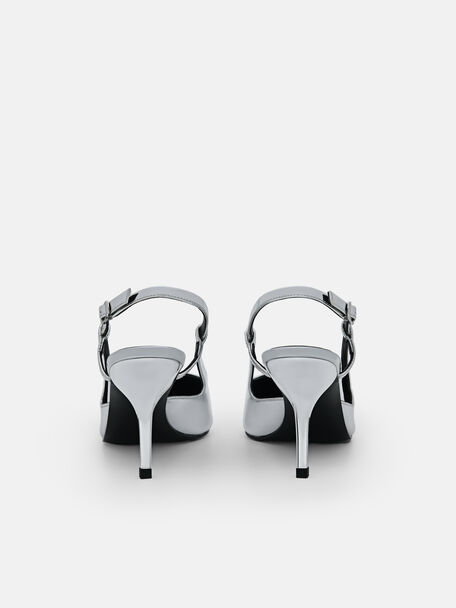Morraine Slingback Pumps, Silver
