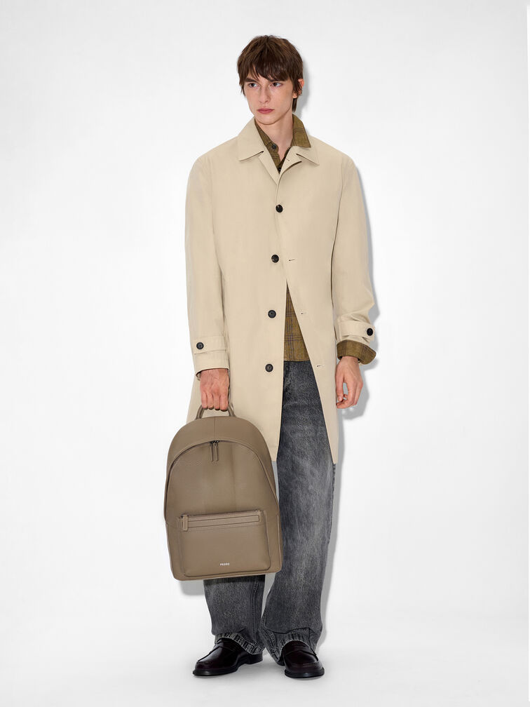 James Leather Backpack, Dark Taupe