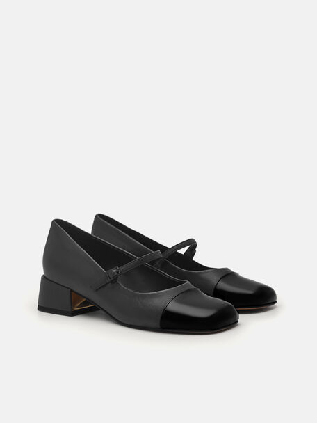 Bianca Leather Mary Jane Pumps, Black