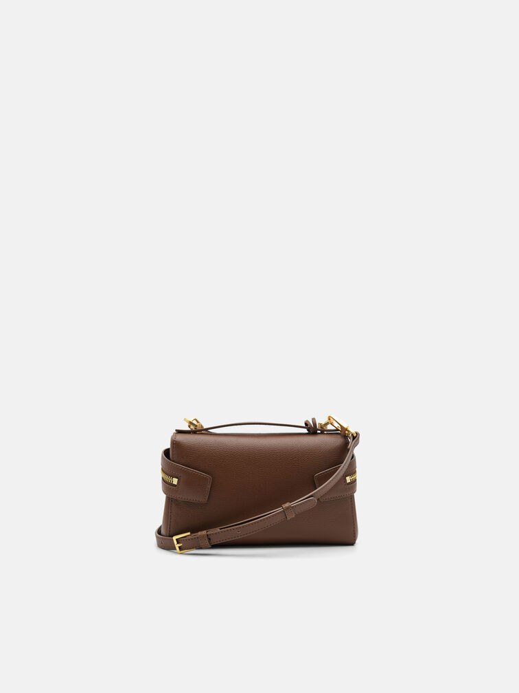 Alyssa Leather Shoulder Bag, Brown