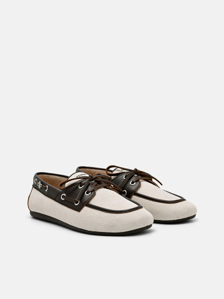 Dee Canvas Boat Shoes, Brown Canvas
