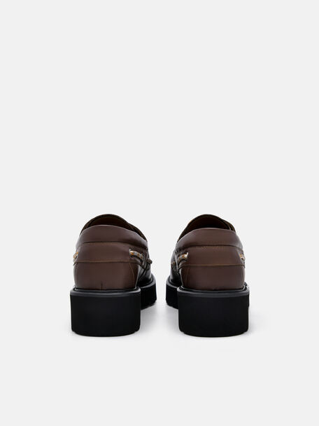 Zoya Leather Boat Shoes, Dark Brown