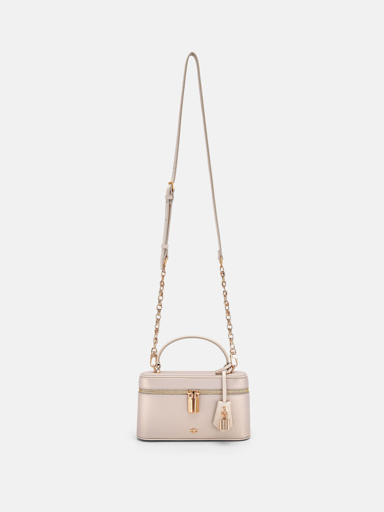 Ari Leather Shoulder Bag, Champagne