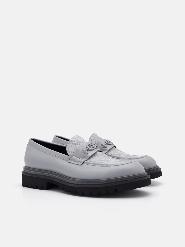 Leather Loafers, Grey
