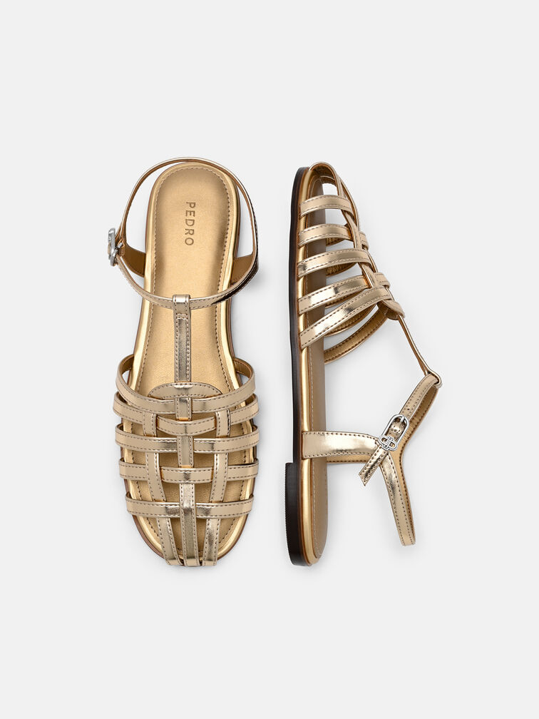 Talia Caged Sandals, Gold